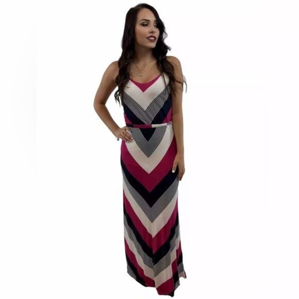 SALE Neiman Marcus Multicolored Striped Maxi Dress - Picture 10 of 16